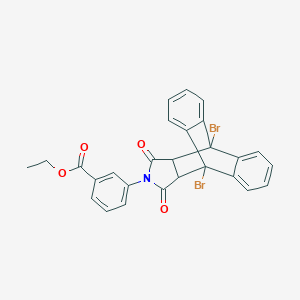 molecular formula C27H19Br2NO4 B332062 Ethyl 3-(1,8-dibromo-16,18-dioxo-17-azapentacyclo[6.6.5.0~2,7~.0~9,14~.0~15,19~]nonadeca-2,4,6,9,11,13-hexaen-17-yl)benzoate (non-preferred name) 