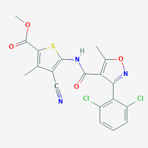 molecular formula C19H13Cl2N3O4S B332065 Methyl 4-cyano-5-({[3-(2,6-dichlorophenyl)-5-methyl-4-isoxazolyl]carbonyl}amino)-3-methyl-2-thiophenecarboxylate 