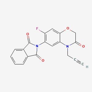 molecular formula C19H11FN2O4 B3320668 2-(7-Fluoro-3-oxo-4-prop-2-ynyl-1,4-benzoxazin-6-yl)isoindole-1,3-dione CAS No. 125727-57-3