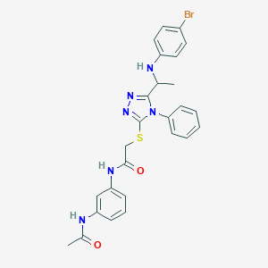 molecular formula C26H25BrN6O2S B332068 N-[3-(acetylamino)phenyl]-2-({5-[1-(4-bromoanilino)ethyl]-4-phenyl-4H-1,2,4-triazol-3-yl}sulfanyl)acetamide 