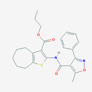 molecular formula C24H26N2O4S B332069 propyl 2-[(5-methyl-3-phenyl-1,2-oxazole-4-carbonyl)amino]-5,6,7,8-tetrahydro-4H-cyclohepta[b]thiophene-3-carboxylate CAS No. 6106-43-0