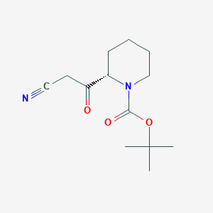 molecular formula C13H20N2O3 B3320699 (S)-叔丁基 2-(2-氰基乙酰)哌啶-1-甲酸酯 CAS No. 1260587-50-5