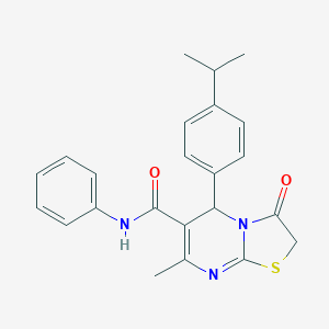 molecular formula C23H23N3O2S B332070 5-(4-isopropylphenyl)-7-methyl-3-oxo-N-phenyl-2,3-dihydro-5H-[1,3]thiazolo[3,2-a]pyrimidine-6-carboxamide 