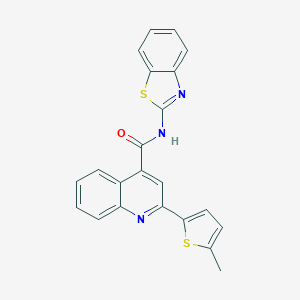 molecular formula C22H15N3OS2 B332072 N-(1,3-benzothiazol-2-yl)-2-(5-methylthiophen-2-yl)quinoline-4-carboxamide 