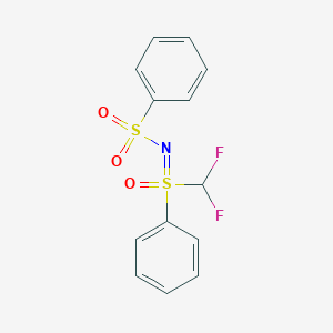 molecular formula C13H11F2NO3S2 B3320734 N-[(Difluoromethyl)(oxo)phenyl-lambda~6~-sulfanylidene]benzenesulfonamide CAS No. 1261269-94-6