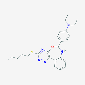 molecular formula C25H31N5OS B332080 N,N-diethyl-4-[3-(pentylsulfanyl)-6,7-dihydro[1,2,4]triazino[5,6-d][3,1]benzoxazepin-6-yl]aniline 