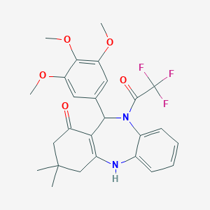 molecular formula C26H27F3N2O5 B332081 3,3-dimethyl-10-(trifluoroacetyl)-11-(3,4,5-trimethoxyphenyl)-2,3,4,5,10,11-hexahydro-1H-dibenzo[b,e][1,4]diazepin-1-one 
