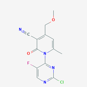 molecular formula C13H10ClFN4O2 B3320822 1-(2-Chloro-5-fluoro-4-pyrimidinyl)-4-(methoxymethyl)-6-methyl-2-oxo-1,2-dihydro-3-pyridinecarbonitrile CAS No. 1266375-73-8