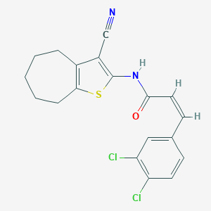 molecular formula C19H16Cl2N2OS B332083 (2Z)-N-(3-cyano-5,6,7,8-tetrahydro-4H-cyclohepta[b]thiophen-2-yl)-3-(3,4-dichlorophenyl)prop-2-enamide 