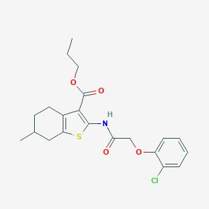 molecular formula C21H24ClNO4S B332092 Propyl 2-{[(2-chlorophenoxy)acetyl]amino}-6-methyl-4,5,6,7-tetrahydro-1-benzothiophene-3-carboxylate 