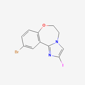 molecular formula C11H8BrIN2O B3320924 10-Bromo-2-iodo-5,6-dihydrobenzo[F]imidazo[1,2-D][1,4]oxazepine CAS No. 1282518-61-9