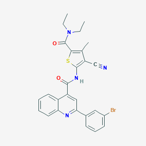 molecular formula C27H23BrN4O2S B332094 2-(3-bromophenyl)-N-[3-cyano-5-(diethylcarbamoyl)-4-methylthiophen-2-yl]quinoline-4-carboxamide 
