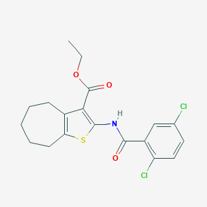 molecular formula C19H19Cl2NO3S B332096 ethyl 2-[(2,5-dichlorobenzoyl)amino]-5,6,7,8-tetrahydro-4H-cyclohepta[b]thiophene-3-carboxylate 
