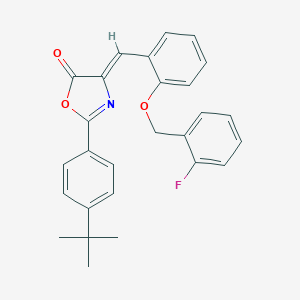 molecular formula C27H24FNO3 B332106 2-(4-tert-butylphenyl)-4-{2-[(2-fluorobenzyl)oxy]benzylidene}-1,3-oxazol-5(4H)-one 