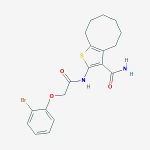 molecular formula C19H21BrN2O3S B332109 2-{[(2-Bromophenoxy)acetyl]amino}-4,5,6,7,8,9-hexahydrocycloocta[b]thiophene-3-carboxamide 
