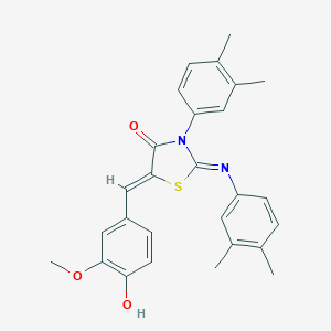 molecular formula C27H26N2O3S B332122 3-(3,4-Dimethylphenyl)-2-[(3,4-dimethylphenyl)imino]-5-(4-hydroxy-3-methoxybenzylidene)-1,3-thiazolidin-4-one 