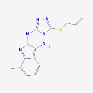 molecular formula C14H12N6S B332124 6-methyl-14-prop-2-enylsulfanyl-8,10,12,13,15,16-hexazatetracyclo[7.7.0.02,7.011,15]hexadeca-1,3,5,7,9,11,13-heptaene 