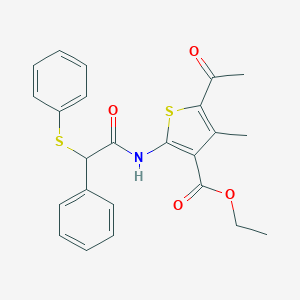 molecular formula C24H23NO4S2 B332128 Ethyl 5-acetyl-4-methyl-2-{[phenyl(phenylsulfanyl)acetyl]amino}-3-thiophenecarboxylate 