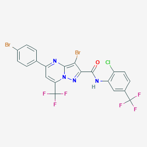 molecular formula C21H9Br2ClF6N4O B332132 3-bromo-5-(4-bromophenyl)-N-[2-chloro-5-(trifluoromethyl)phenyl]-7-(trifluoromethyl)pyrazolo[1,5-a]pyrimidine-2-carboxamide 