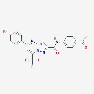 molecular formula C22H14BrF3N4O2 B332139 N-(4-acetylphenyl)-5-(4-bromophenyl)-7-(trifluoromethyl)pyrazolo[1,5-a]pyrimidine-2-carboxamide 