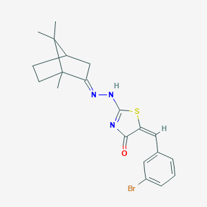 (5E)-5-[(3-bromophenyl)methylidene]-2-[(2E)-2-(1,7,7-trimethyl-2-bicyclo[2.2.1]heptanylidene)hydrazinyl]-1,3-thiazol-4-one