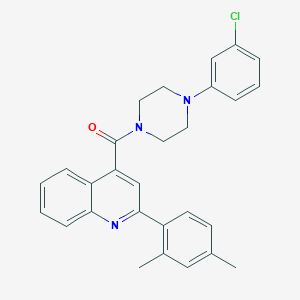 molecular formula C28H26ClN3O B332143 4-{[4-(3-Chlorophenyl)-1-piperazinyl]carbonyl}-2-(2,4-dimethylphenyl)quinoline 