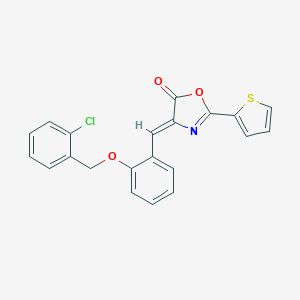 molecular formula C21H14ClNO3S B332144 4-{2-[(2-chlorobenzyl)oxy]benzylidene}-2-(2-thienyl)-1,3-oxazol-5(4H)-one 