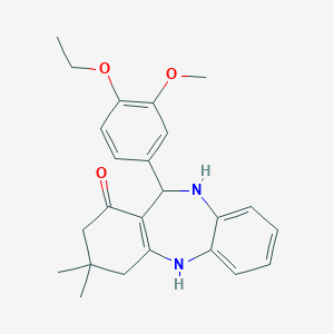 molecular formula C24H28N2O3 B332148 11-(4-ethoxy-3-methoxyphenyl)-3,3-dimethyl-2,3,4,5,10,11-hexahydro-1H-dibenzo[b,e][1,4]diazepin-1-one 