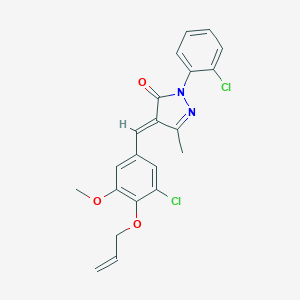molecular formula C21H18Cl2N2O3 B332151 4-[4-(allyloxy)-3-chloro-5-methoxybenzylidene]-2-(2-chlorophenyl)-5-methyl-2,4-dihydro-3H-pyrazol-3-one 