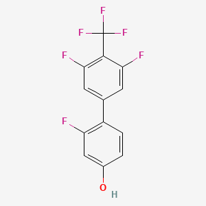 molecular formula C13H6F6O B3321522 2-Fluoro-4-hydroxy-3',5'-difluoro-4'-(trifluoromethyl)biphenyl CAS No. 1353578-66-1