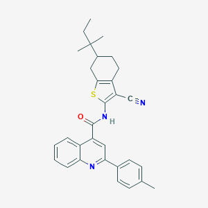 molecular formula C31H31N3OS B332154 N-[3-cyano-6-(2-methylbutan-2-yl)-4,5,6,7-tetrahydro-1-benzothiophen-2-yl]-2-(4-methylphenyl)quinoline-4-carboxamide 