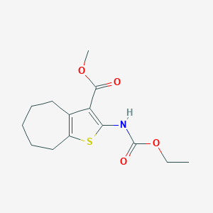 molecular formula C14H19NO4S B332155 methyl 2-[(ethoxycarbonyl)amino]-5,6,7,8-tetrahydro-4H-cyclohepta[b]thiophene-3-carboxylate 