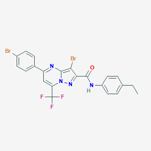 molecular formula C22H15Br2F3N4O B332156 3-bromo-5-(4-bromophenyl)-N-(4-ethylphenyl)-7-(trifluoromethyl)pyrazolo[1,5-a]pyrimidine-2-carboxamide 