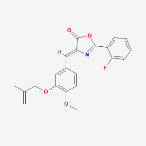 molecular formula C21H18FNO4 B332159 2-(2-fluorophenyl)-4-{4-methoxy-3-[(2-methyl-2-propenyl)oxy]benzylidene}-1,3-oxazol-5(4H)-one 