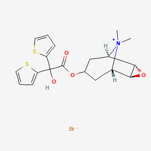 molecular formula C19H22BrNO4S2 B3321608 [(1S,2S,4S,5R)-9,9-Dimethyl-3-oxa-9-azoniatricyclo[3.3.1.02,4]nonan-7-yl] 2-hydroxy-2,2-dithiophen-2-ylacetate;bromide CAS No. 136521-48-7