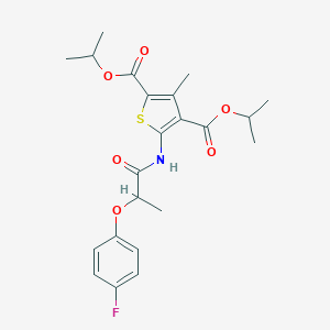 molecular formula C22H26FNO6S B332165 Diisopropyl 5-{[2-(4-fluorophenoxy)propanoyl]amino}-3-methyl-2,4-thiophenedicarboxylate 