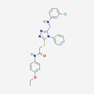 molecular formula C25H24ClN5O2S B332166 2-({5-[(3-chloroanilino)methyl]-4-phenyl-4H-1,2,4-triazol-3-yl}sulfanyl)-N-(4-ethoxyphenyl)acetamide 