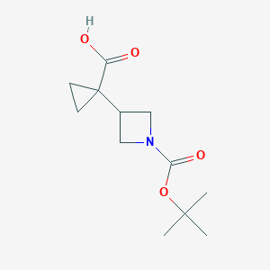 molecular formula C12H19NO4 B3321703 1-(1-(Tert-butoxycarbonyl)azetidin-3-yl)cyclopropanecarboxylic acid CAS No. 1375303-90-4