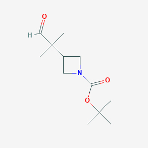 molecular formula C12H21NO3 B3321708 tert-Butyl 3-(2-methyl-1-oxopropan-2-yl)azetidine-1-carboxylate CAS No. 1375303-91-5