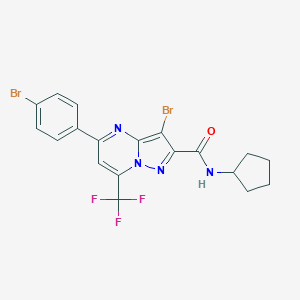molecular formula C19H15Br2F3N4O B332172 3-bromo-5-(4-bromophenyl)-N-cyclopentyl-7-(trifluoromethyl)pyrazolo[1,5-a]pyrimidine-2-carboxamide 