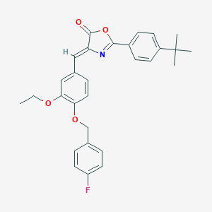molecular formula C29H28FNO4 B332173 2-(4-tert-butylphenyl)-4-{3-ethoxy-4-[(4-fluorobenzyl)oxy]benzylidene}-1,3-oxazol-5(4H)-one 