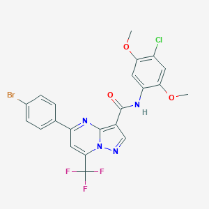 molecular formula C22H15BrClF3N4O3 B332177 5-(4-bromophenyl)-N-(4-chloro-2,5-dimethoxyphenyl)-7-(trifluoromethyl)pyrazolo[1,5-a]pyrimidine-3-carboxamide 