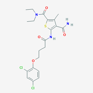 molecular formula C21H25Cl2N3O4S B332179 5-{[4-(2,4-dichlorophenoxy)butanoyl]amino}-N~2~,N~2~-diethyl-3-methyl-2,4-thiophenedicarboxamide 