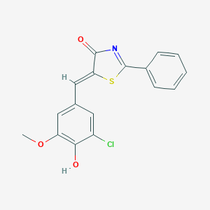 molecular formula C17H12ClNO3S B332184 5-(3-chloro-4-hydroxy-5-methoxybenzylidene)-2-phenyl-1,3-thiazol-4(5H)-one 