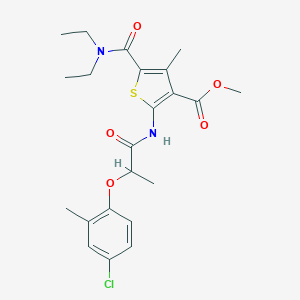 molecular formula C22H27ClN2O5S B332191 Methyl 2-{[2-(4-chloro-2-methylphenoxy)propanoyl]amino}-5-(diethylcarbamoyl)-4-methylthiophene-3-carboxylate 