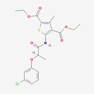 molecular formula C20H22ClNO6S B332197 Diethyl 5-{[2-(3-chlorophenoxy)propanoyl]amino}-3-methylthiophene-2,4-dicarboxylate 