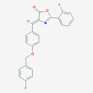 molecular formula C23H15F2NO3 B332199 (4Z)-4-{4-[(4-fluorobenzyl)oxy]benzylidene}-2-(2-fluorophenyl)-1,3-oxazol-5(4H)-one 
