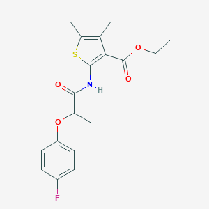 molecular formula C18H20FNO4S B332200 Ethyl 2-{[2-(4-fluorophenoxy)propanoyl]amino}-4,5-dimethylthiophene-3-carboxylate 
