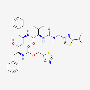 molecular formula C37H48N6O5S2 B3322036 Thiazol-5-ylmethyl (2S,3R,5R)-3-hydroxy-5-((S)-2-(3-((2-isopropylthiazol-4-yl)methyl)-3-methylureido(-3-methylbutanamido)-1,6-diphenylhexan-2-ylcarbamate CAS No. 1414933-82-6