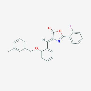 molecular formula C24H18FNO3 B332204 2-(2-fluorophenyl)-4-{2-[(3-methylbenzyl)oxy]benzylidene}-1,3-oxazol-5(4H)-one 
